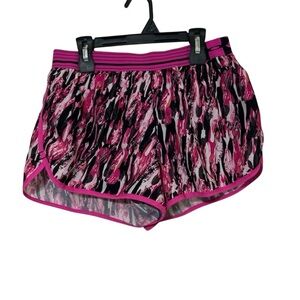 Under Armour HeatGear Running Shorts Pink Black Print Elastic Waist S/P